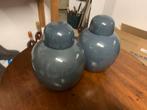 2 chinese grijsblauwe gemberpotten, Overige kleuren, Aardewerk of Porselein, Ophalen of Verzenden, Zo goed als nieuw