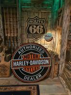 Harley Davidson dealer  reclamebord emaille mancave 76 cm, Ophalen, Zo goed als nieuw, Reclamebord