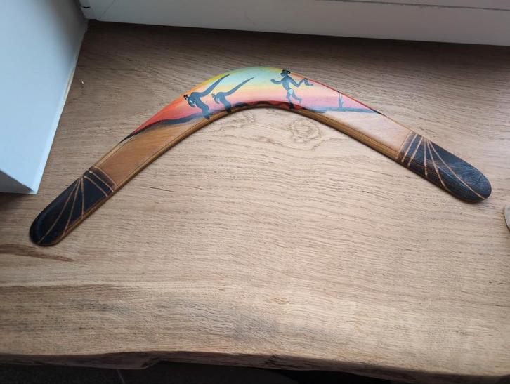 Australische Boemerang - Handgeschilderd, Antiek en Kunst, Kunst | Beelden en Houtsnijwerken, Ophalen of Verzenden