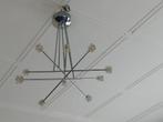Design Hanglamp Chrome Glas Moderne Kroonluchter, Ophalen, Gebruikt, Glas, 50 tot 75 cm