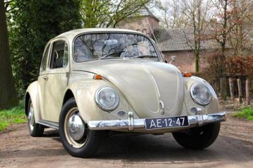 Te huur: leuke beige Volkswagen Kever 1966 coach schuifdak