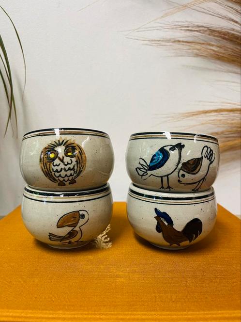Vintage jaren 70 servies keramiek kopjes schaaltjes dieren, Antiek en Kunst, Antiek | Keramiek en Aardewerk, Ophalen of Verzenden