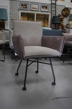 4 luxe eetkamerstoelen Sanne Jess Design leer stof naturel, Huis en Inrichting, Stoelen, Ophalen, Metaal, Bruin, Zo goed als nieuw