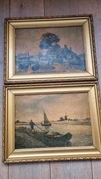 2 BROCANTE SCHILDERIJEN DIJK?, Antiek en Kunst, Kunst | Schilderijen | Klassiek, Ophalen of Verzenden