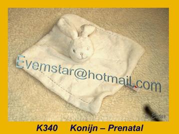 K340 Konijn - Prenatal : wit doekje met konijnenkopje beschikbaar voor biedingen
