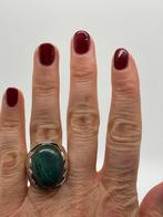 Z406 Prachtige zilveren malachiet ring maat 19, Sieraden, Tassen en Uiterlijk, Ringen, 19 tot 20, Ophalen of Verzenden, Zo goed als nieuw