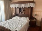 Retro eiken ledikant met opbouw, Gebruikt, Bruin, Tweepersoons, 200 cm