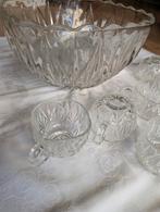 Glazen bowl set met 10 glazen, Ophalen, Rond, Glas