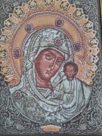 Vintage geborduurde afbeelding icoon Maria met kind, Ophalen of Verzenden