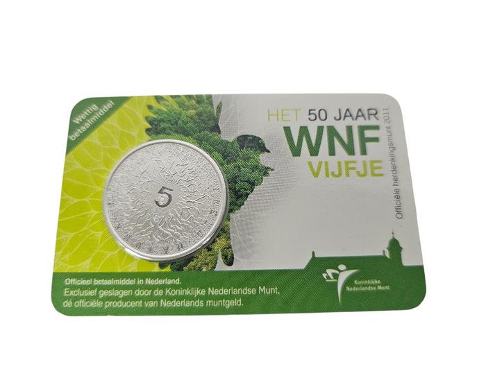Nederland Het 50 Jaar WNF Vijfje 2011 UNC Coincard, Postzegels en Munten, Munten | Nederland, Losse munt, Euro's, Koningin Beatrix