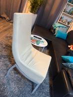 4 x Leuke, gebruikte leren kuip  eetkamerstoelen, Huis en Inrichting, Stoelen, Gebruikt, Wit, Leer, Ophalen of Verzenden