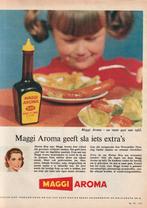 Retro reclame 1963 Maggi aroma flesje meisje aan tafel, Verzenden, Huis en Inrichting