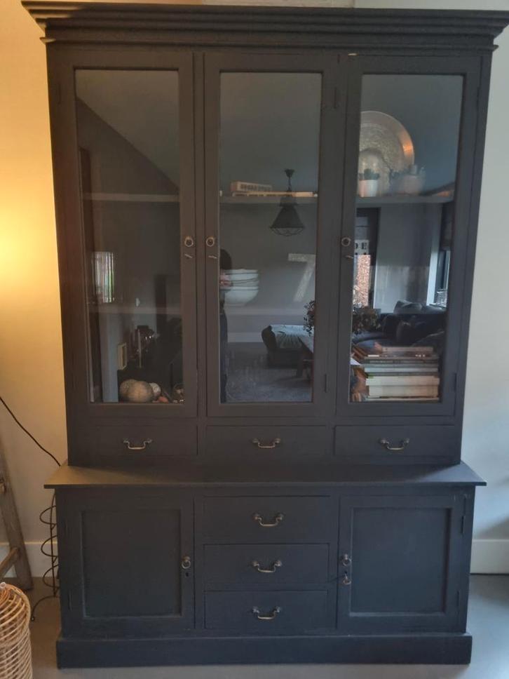 Massief Teak Vitrinekast/Buffetkast Zeer Groot! Slechts 499€, Huis en Inrichting, Kasten | Buffetkasten, Zo goed als nieuw, 200 cm of meer