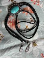 Nieuwe Bolo Tie Turquoise Steen Zilverkleurig, Sieraden, Tassen en Uiterlijk, Kettingen, Verzenden, Nieuw, Zilver, Met edelsteen