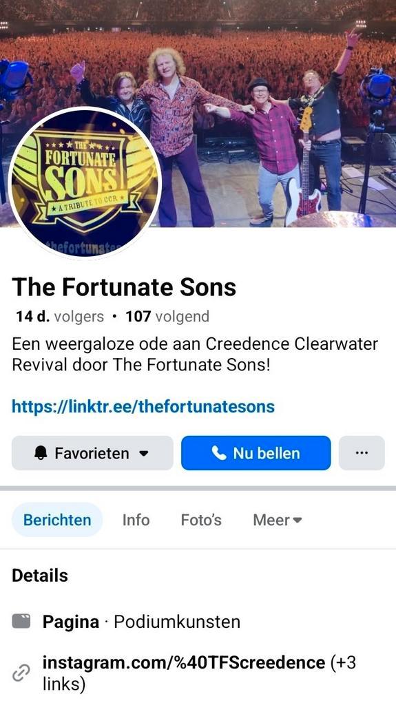 Concertkaarten Fortunate Sons: CCR tribute band, Tickets en Kaartjes, Concerten | Pop, Drie personen of meer, Oktober