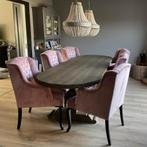 Landelijke eetkamerstoelen velvet roze fauteuils knoopjes, Ophalen