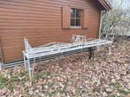 Tuintafel 4 meter lang + 4 bankjes. Opknapper, Tuin en Terras, Tuintafels, Ophalen, Gebruikt, Rechthoekig, Metaal