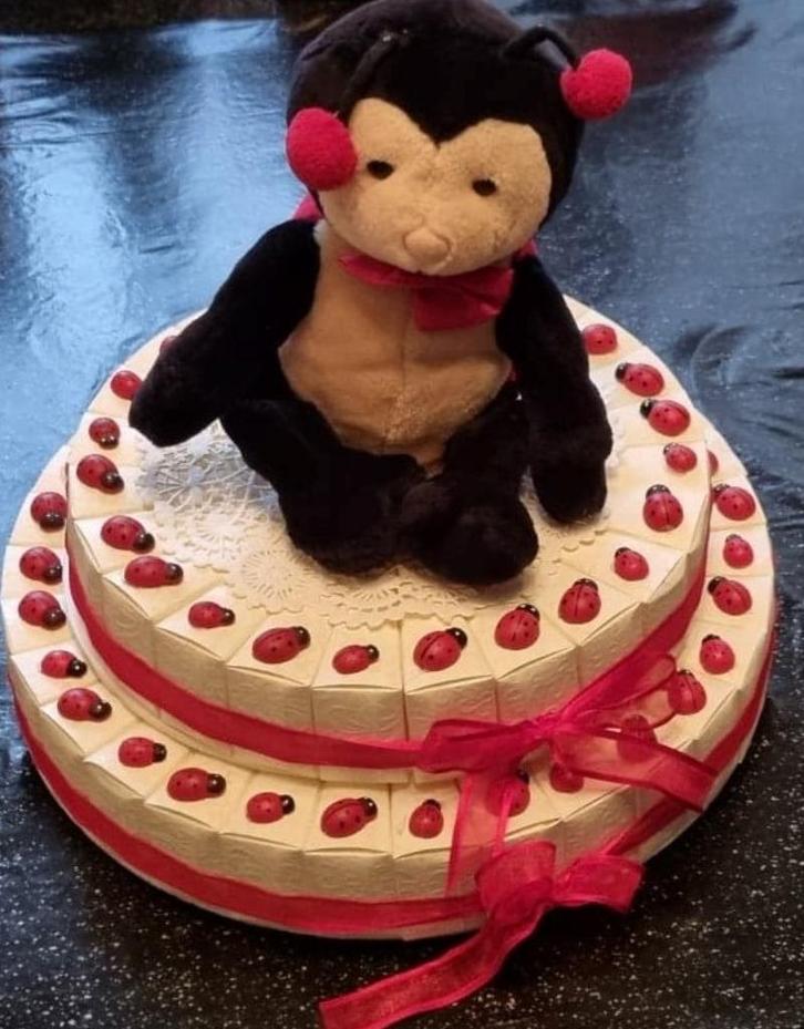 geboorte bedankjes, taart van 55 stukken, Kinderen en Baby's, Kraamcadeaus en Geboorteborden, Nieuw, Ophalen of Verzenden