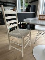 Vintage Witte Houten Stoel met Gevlochten Zitting, Ophalen, Gebruikt, Wit, Eén