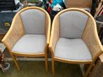 2 rieten stoeltjes met blauwe bekleding, Ophalen, Gebruikt, Rotan