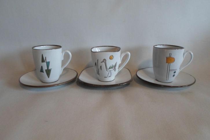 Daan Aalten Couzijn en Pool Kop & Schotel 3x, Antiek en Kunst, Antiek | Servies los, Ophalen of Verzenden