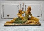 Arnova Italië,  Art Deco schouwsculptuur Polychroom gips, Antiek en Kunst, Ophalen