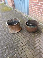 2 grote zware rood koperen haard bakken in zeer goede staat, Antiek en Kunst, Ophalen of Verzenden