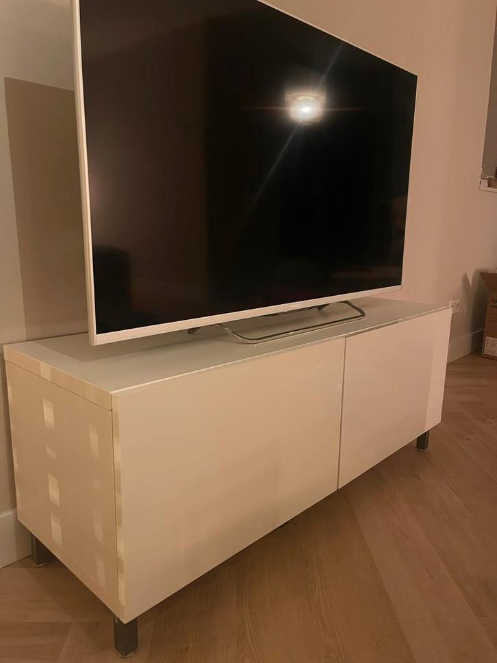 IKEA Bestå TV Meubel - Hoogglans Wit, Huis en Inrichting, Kasten | Televisiemeubels, Zo goed als nieuw, Minder dan 100 cm, 100 tot 150 cm