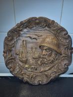 Vintage faux houten portret zeeman wanddecoratie, Antiek en Kunst, Antiek | Koper en Brons, Ophalen of Verzenden