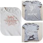 T-shirt wit grijs maat m verpleegkundige held tshirt nurse, Maat 38/40 (M), Verzenden, Wit, Korte mouw