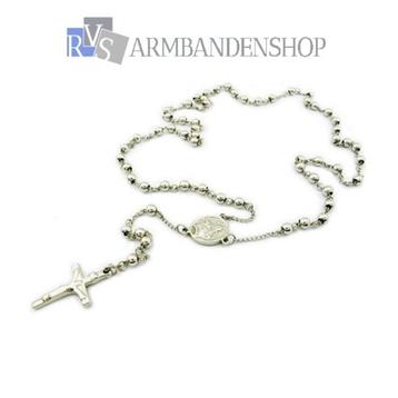 Rvs stalen rozenkrans rosary chain ketting kruisje jezus beschikbaar voor biedingen