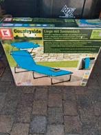 Ligbed met zonneluifel, Tuin en Terras, Ligbedden, Ophalen, Zo goed als nieuw, Aluminium