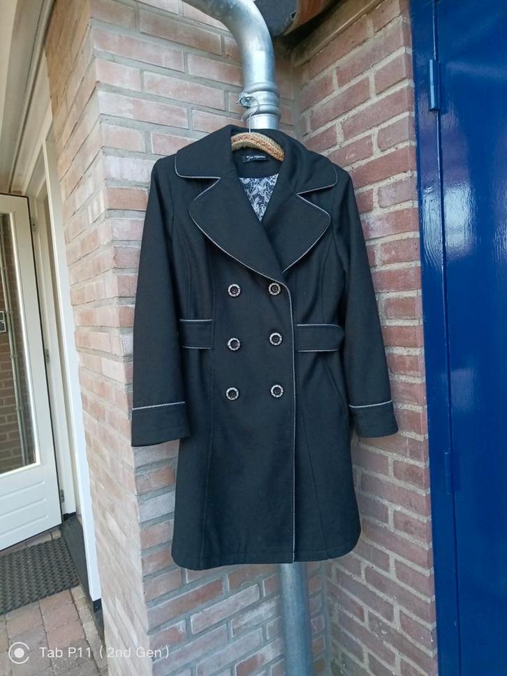 Keurige zwarte winterjas mt 42 Jan Kuperus, Kleding | Dames, Jassen | Winter, Zo goed als nieuw, Maat 42/44 (L), Zwart, Ophalen of Verzenden