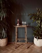 Vintage Bar Cart / Serveerwagen / trolley uit messing, Ophalen of Verzenden, Tramkade 26, Info@trolley-wood.com, Vintage / Frans Design / Midcentury