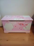 Leuke roze houten speelgoedkist met eenhoorns, Huis en Inrichting, Woonaccessoires | Kisten, Minder dan 50 cm, Gebruikt, 50 tot 100 cm