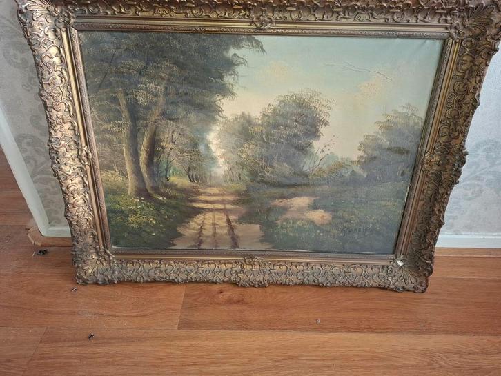 Oude Schilderijen met Molen en Landschap, Antiek en Kunst, Kunst | Schilderijen | Klassiek, Ophalen of Verzenden