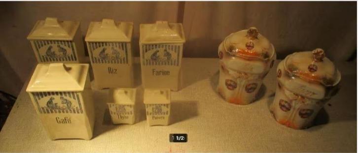 Mooi Partij Van Antieke Porseleine Voorraadpotten, Antiek en Kunst, Antiek | Porselein, Ophalen of Verzenden