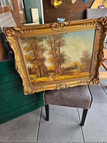 Olieverfschilderij Landschap in Gouden Lijst beschikbaar voor biedingen