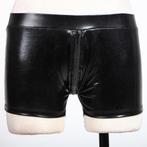 Zwarte kunstleren boxer met rits heren mannen leren wetlook, Verzenden, Zwart, Boxer