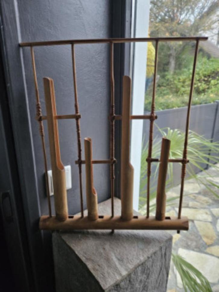 Mooi groot vintage angklung indonesisch bamboe muziekinstrum, Antiek en Kunst, Kunst | Niet-Westerse kunst, Ophalen of Verzenden