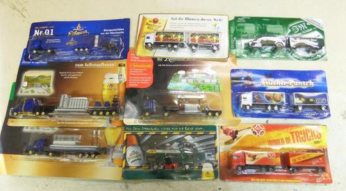 Negen modelauto’s met reclame, Hobby en Vrije tijd, Modelauto's | 1:87, Nieuw, Bus of Vrachtwagen, Overige merken, Ophalen of Verzenden