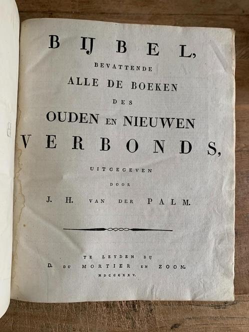 Groot formaat Bijbel JH van der Palm in 2 banden 1822, Antiek en Kunst, Antiek | Boeken en Bijbels, Ophalen of Verzenden
