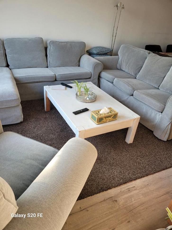 IKEA bankstel 1x 3-zitter + 1x 3-zitter met lounge + 1-zitte, Huis en Inrichting, Banken | Bankstellen, Zo goed als nieuw, Rechte bank