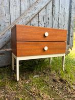 Vintage space age ladenkast op hoge poten, Ophalen, Gebruikt, 1 of 2 laden, Teakhout