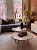 Set van 2 ronde salontafels – marmer met gouden poten, Huis en Inrichting, Tafels | Salontafels, Overige materialen, Gebruikt