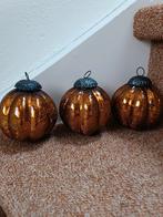 Glazen kerstbal bruin set van 3, Ophalen of Verzenden