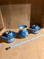 Porcelein, 2 kaarshouders, 1 minivaasje, Antiek en Kunst, Antiek | Servies los, Ophalen of Verzenden