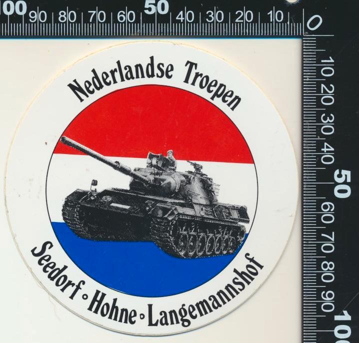 Sticker: Nederlandse Troepen - Seedorf - Hohne (1), Verzamelen, Stickers, Zo goed als nieuw, Bedrijf of Vereniging, Verzenden
