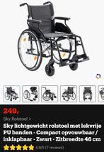 Sky Lichtgewicht zwarte Rolstoel met kussen en tas, Diversen, Rolstoelen, Ophalen of Verzenden, Inklapbaar, Zo goed als nieuw