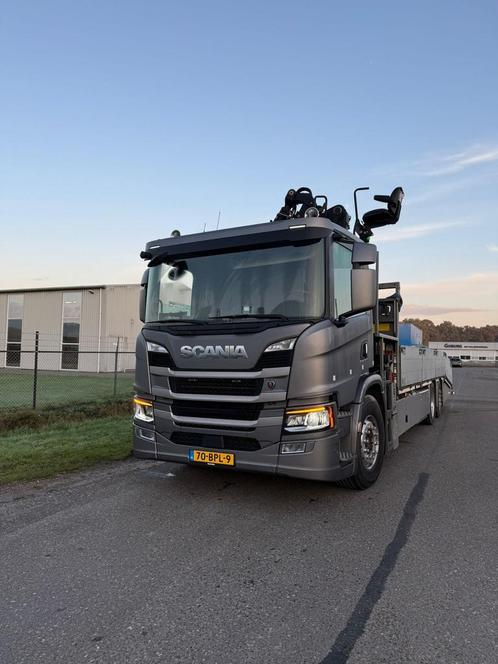 Scania p370 met auto laad kraan en open laadbak euro 6, Auto's, Vrachtwagens, Particulier, 360° camera, ABS, Achteruitrijcamera